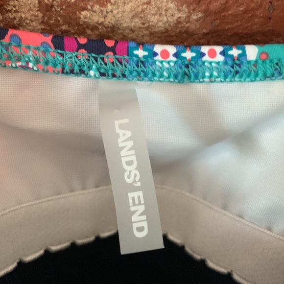 Lands’ End Navy Coral Mint Geometric Print Dresskini Swim Dress Top - Picture 4 of 7